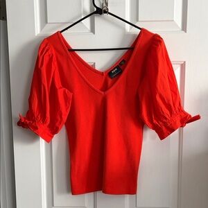 Anthropologie Maeve Puff Tie Sleeve Jersey Knit Ribbed Blouse Top Size S
